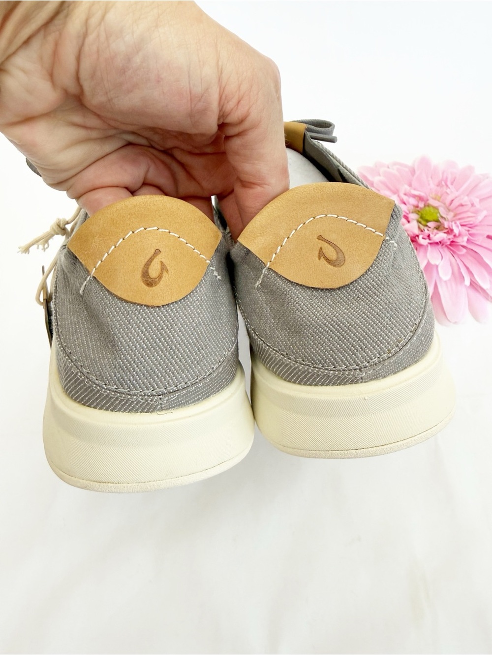 Olukai Ki'ihele Li Slip On Sneakers Drop Heel Fog Grey Casual Everyday Shoes - Picture 9 of 14